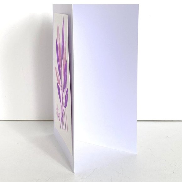 Art Funky Leaves Purple Original Watercolor Painting Handmade Greeting Card - Picture 3 of 5